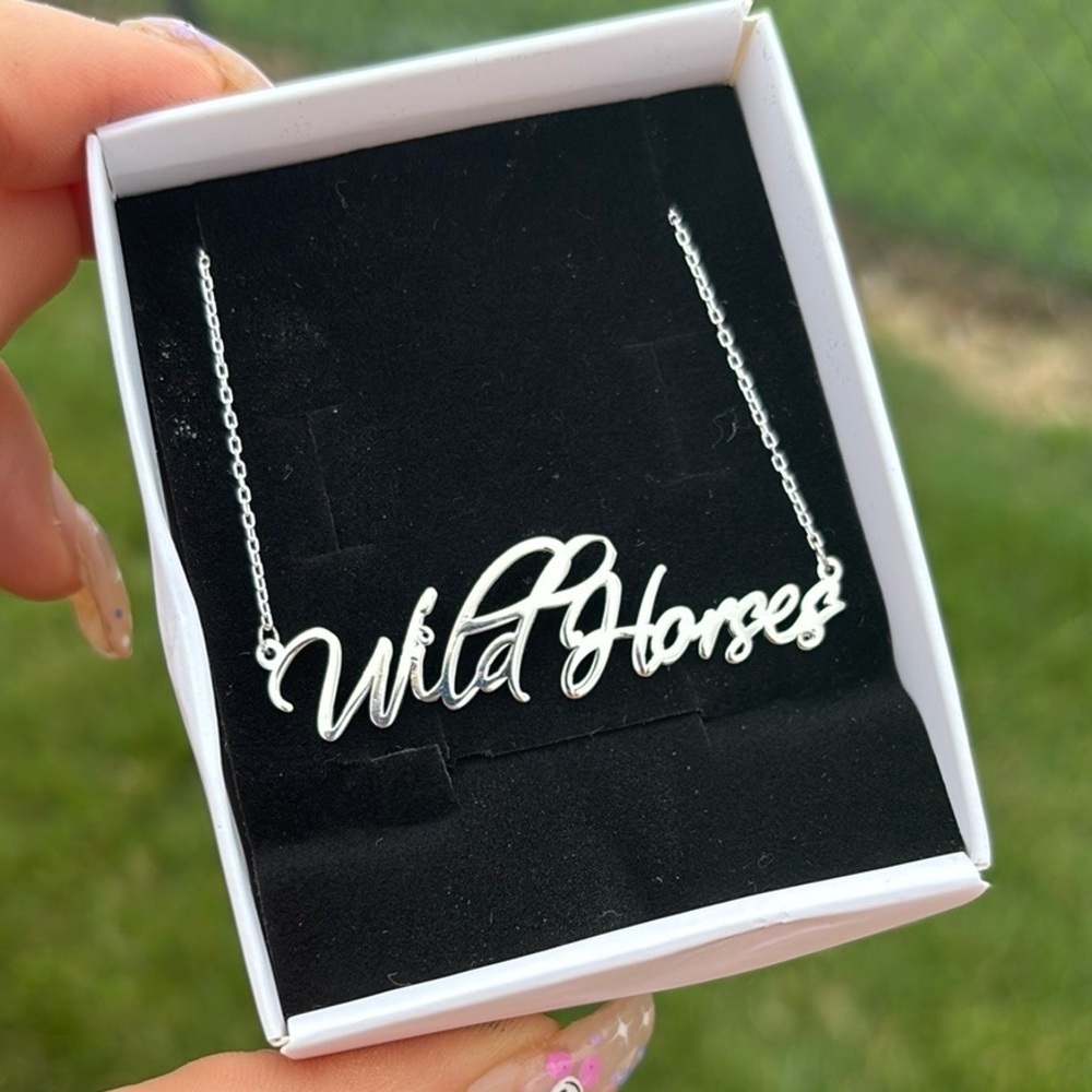 Brand New Sterling Silver 925 Rolling Stones "Wild Horses"  Nameplate Necklace